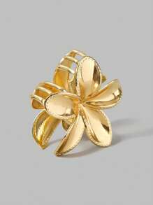 Ontre Flower Shape Hair Claw, Minimalist Golden Color, Multi-Functional - Gold - View 2
