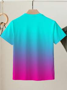 SHEIN Essnce Camiseta de manga corta con escote redondo y estampado de líneas faciales, de uso casual para mujer, para primavera/verano