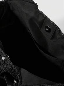 ROMWE Goth 女士时尚休闲蝴蝶结缀饰单肩包 - 黑色 - 查看 5