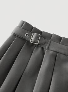 SHEIN MOD 大码女式高腰褶皱 Y2K A 字裙