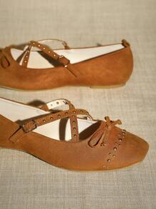 SHUZIA 女士优雅超细纤维水钻方头玛丽珍鞋 - 紫紅色 - 查看 7