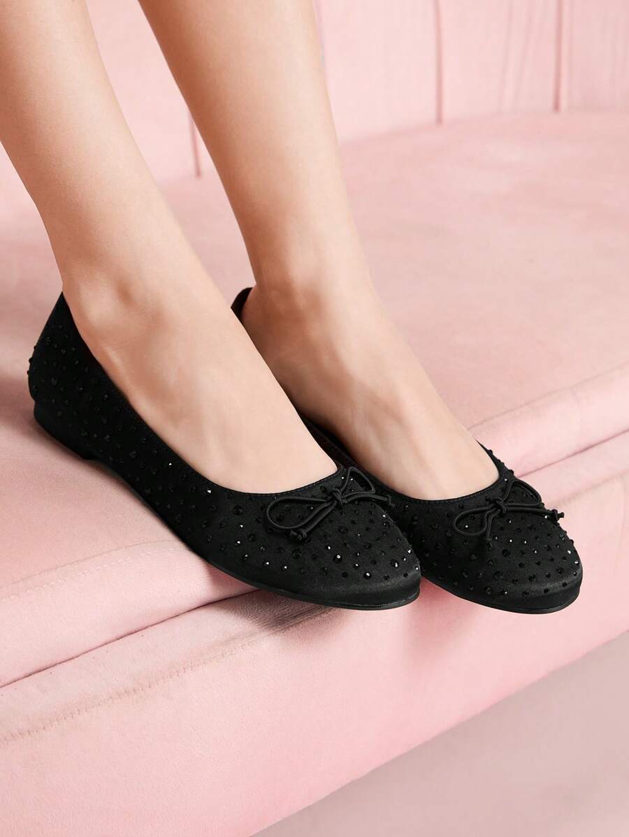 CUCCOO DOLLMOD Women's Casual Versatile Slip-On Flats With Bow Decor - Black - View 1