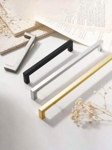 1pc Simple Quadrate Aluminum Alloy Black Brushed Furniture Cabinet Door Handles Drawer Knobs Glass Cabinet Wardrobe Door Pulls Furniture Handle Hardware - Multicolor - View 1