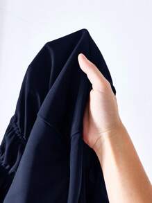 SHEIN MOD 海军蓝女式系带喇叭袖衬衫，镂空服装，女式，魔鬼服装，复古，海盗上衣，嬉皮士，外出上衣 - 藏蓝色 - 查看 5