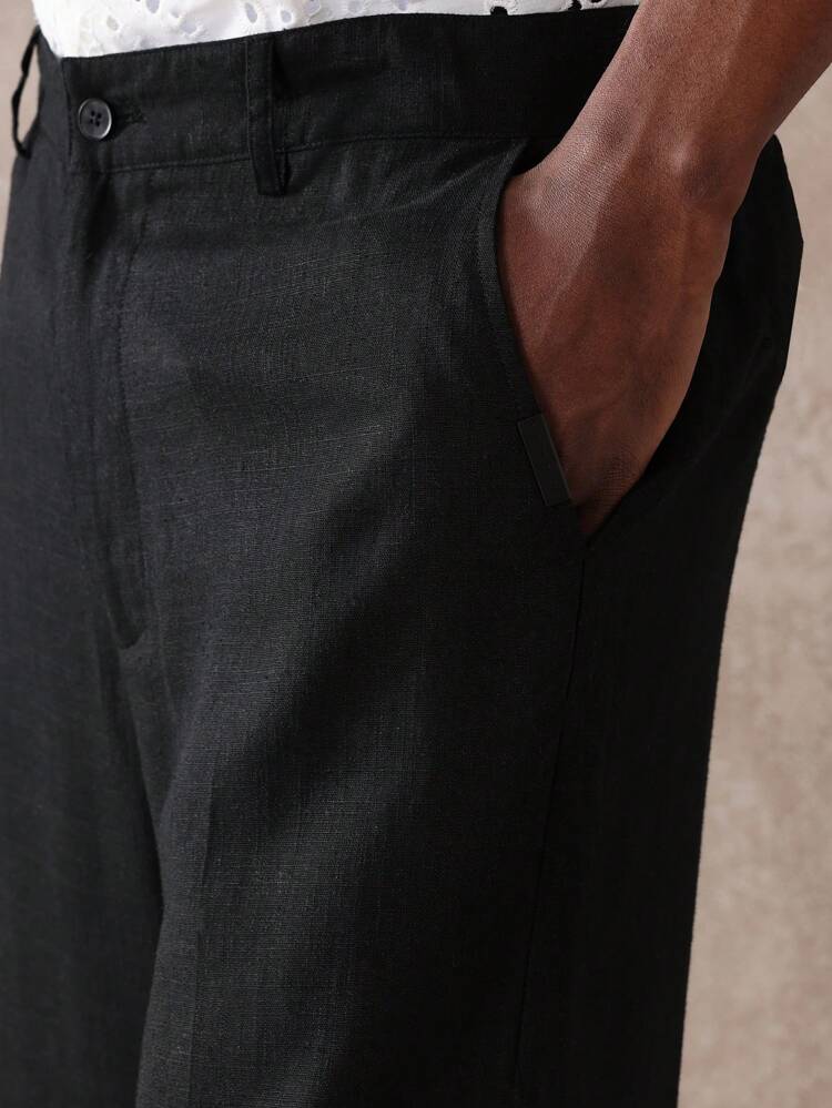 Drawstring Linen Look Relaxed Fit Pants