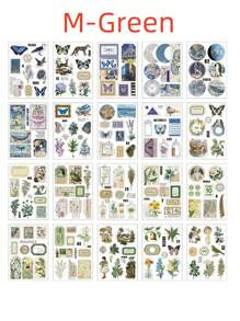 SHEIN 20 piezas Libro de pegatinas de decoración de papel japonés, libro de pegatinas de decoración para mascotas, pegatinas vintage para manualidades y decoración de scrapbooking - Multicolor - Ver 15