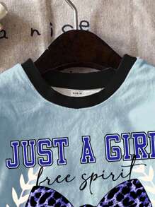 SHEIN Leap Crew Tween Girls Casual Simple Short Sleeve T-Shirt And Shorts 2 Pieces Set, Suitable For Summer - White - View 5