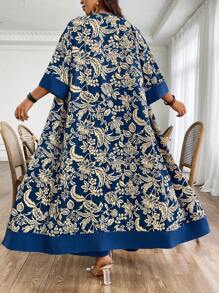 Linhara 大码女式梭织印花假日常规两件套 - 藍色 - 查看 2