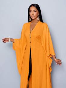 SOLERSUN Women's Loose Solid Color Casual Long Shirt For Summer/Spring - Orange - View 5