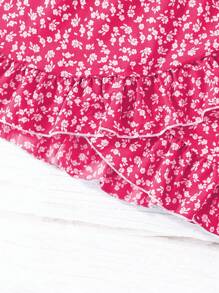 Teen Girl Solid Color Sleeveless Tank Top And Ditsy Floral Mini Skirt 2 Pieces Set