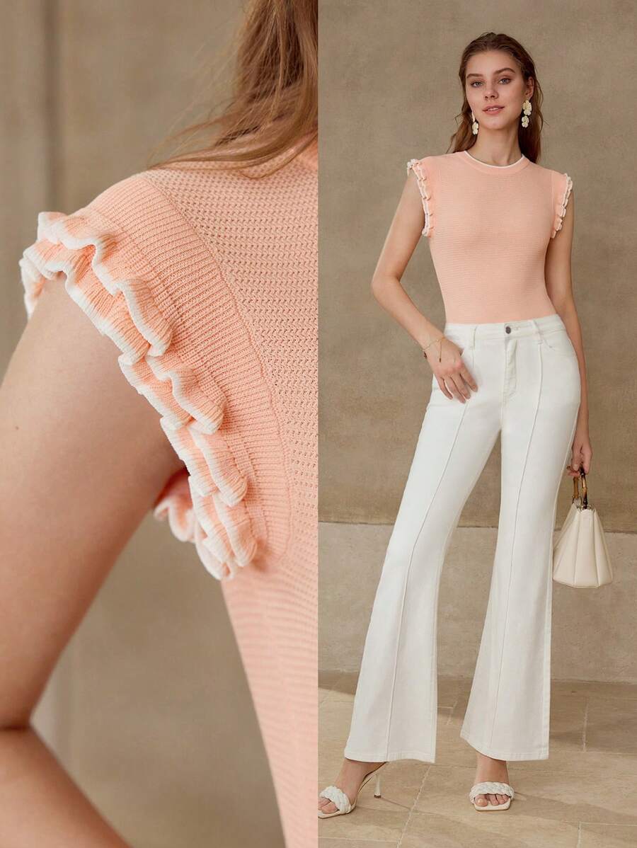 MOTF PREMIUM SWETER Z FALBANKĄ I KONTRASTOWYM WYKOŃCZENIEM