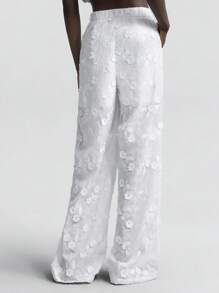 Ontre 2022 New Comfortable Casual Style 3D Floral Fabric White Women's Pants, Casual Comfortable Daily Wear, Spring, Beach/Holiday Bohemian Style, Summer Ins Influencer Same Style, Exotic Atmosphere, Country Music Festival, Western Style, High-Quality Comfortable Fabric