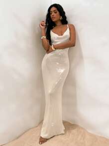 Opulessa Solid Color Knit Halter Bodycon Dress For Women, Sequin Backless Dress, Ew Year Look, Thanksgiving Outfits, Elegant Dresses Party, Luxury Evening Dresses For Weddings, Sexy Club Outfits