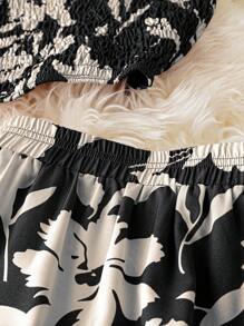 Chiquease Conjunto de 2 piezas de top con tirantes y volantes con estampado floral ditsy y minifalda, sexy mostrando el abdomen, para primavera y verano, ideal para vacaciones