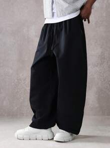 SUMWON 超宽灯笼裤高级时尚宽松日本街头风格宽松套穿长裤，松紧腰休闲秋冬裤