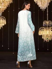 Al Najma 女士土耳其和阿拉伯传统长款束腰外衣 - 綠色 - 查看 2