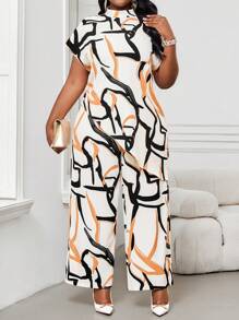 SHEIN Lady Four Seasons Two Pieces Outfits Women Outfit Sets Fall Two Pieces Sets Casual Elegant Women's Colorful Woven Stand Collar Elegant Layered Women Fall Sets New Women's Two Pieces Set Women's Casual Plus Size Co-Ords - Multicolor - View 5