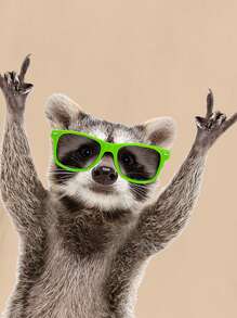 Manfinity Hypemode Men's Raccoon Print Crew Neck Casual Versatile Top - Multicolor - View 3