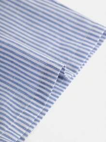 SHEIN Nova Glow 少女及配套女童日常休闲时尚条纹编织连体裤，带抹胸上衣 - 藍色 - 查看 6