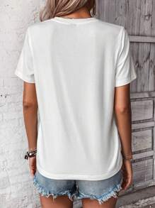 EMERY ROSE Women's Casual Versatile Elegant Floral Pattern T-Shirt - Multicolor - View 3