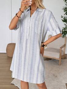 EMERY ROSE Women Short Sleeve Simple Casual Mini Dress, Suitable For Summer