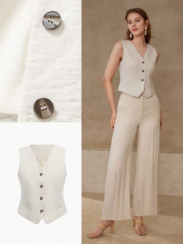 LINEN SINGLE BREASTED TOP