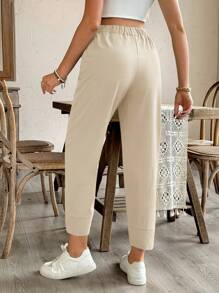 SHEIN Elastic Waist Solid Color Tapered Maternity Pants