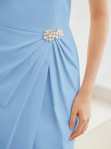 MOTF PREMIUM WRAP FOLD PLEATED DRESS - Blue - View 2