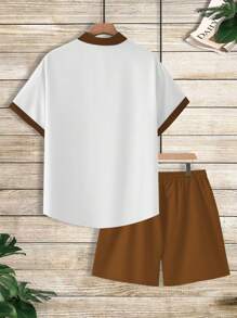 Manfinity Homme K006 - Casual Shirt & Shorts Set For Men, Minimalist Fashion, Suitable For Summer Men Summer Clothes Men Shirt Co Ords Outfits For Men Men Shirt Co Ords Men Clothes Men Shirt Co Ords Men Outfits Men Shirt Co Ords Summer Outfits For Men Men Shirt Co Ords - Multicolor - View 4