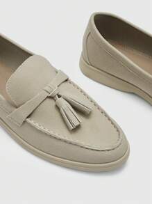 CUCCOO BIZCHIC Women's Patchwork Fringe Fashion Casual Daily Wear Slip-On Flats Spring Shoes Spring Break EasterSpring Summer New Shoes Vacation Women Wedding Shoes Easi For Easter - Beige - View 7