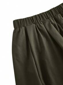 COSMINA Quần short culotte cạp chun màu trơn viền bèo nhún cho nữ - xanh quân đội - Xem 3