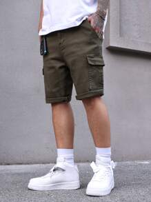 Manfinity Homme 男士休闲宽松工装口袋牛仔短裤