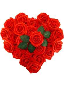 Artificial Flowers 7/12/17/22/27/32pcs Real Looking Ivory Foam Fake Roses With Stems For DIY Wedding Bouquets Bridal Shower Centerpieces Arrangements Party Tables Decorations OPP Bag Packaging (Excluding Box), Valentine Day, Gift