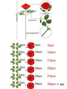 Artificial Flowers 7/12/17/22/27/32pcs Real Looking Ivory Foam Fake Roses With Stems For DIY Wedding Bouquets Bridal Shower Centerpieces Arrangements Party Tables Decorations OPP Bag Packaging (Excluding Box), Valentine Day, Gift