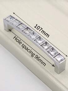 1pc/6pcs puxadores de gaveta de cristal, alças de metal transparentes quadradas de diamante, botões sólidos de furo duplo para armário de vinho, guarda-roupa, armário com parafusos, espaçamento de furo de 64 mm/96 mm/128 mm, ferragens para móveis