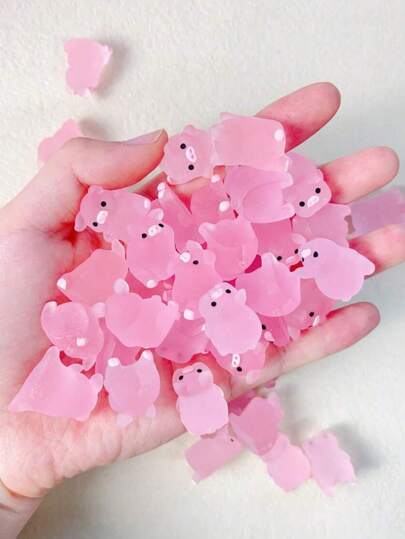 Juego de decoración de 6 piezas/15 piezas/30 piezas con diseño de cerdito luminoso de ABS, objeto de decoración en forma de mini cerdo rosa creativo para decoración del hogar, mejor regalo