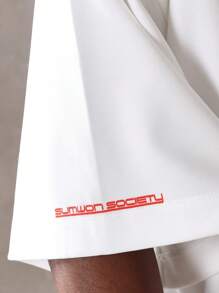 SUMWON Oversized Gothic Street Style T-Shirt Graffiti Back Print Urban Fashion Festival Wear Varsity Script Design Boxy Fit Summer Streetwear Casual Relaxed Top - White - View 4