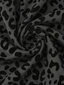 SHEIN 女款豹纹喇叭袖迷你连衣裙 AIIRZ - 黑色 - 查看 4