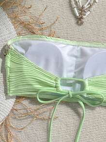 Swim Vcay Conjunto de playa de verano para mujer, un solo pieza de traje de baño con parte superior de unicolor texturizado y decoración de tirantes con conchas