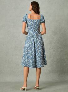 Poéselle 1 pieza Vestido casual de mujer de manga corta, de moda para el verano