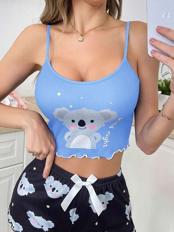 Women's Scalloped Trim Cami Vest Sleepwear Top