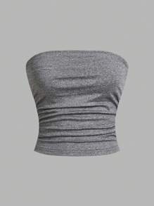 SHEIN EZwear 3件套女士休闲褶皱露脐吊带背心套装 - 彩色 - 查看 6