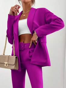 SHEIN Sjaalkraag Enkele knop Blazer & broek