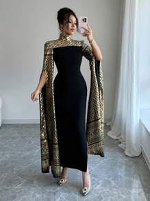 Rafferiza 女士长裙，适合夏季的简约时尚 - 黑色 - 查看 3