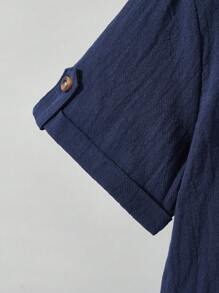 SHEIN Camicia casual a maniche corte con bottoni e stampa da cavaliere per ragazzo pre-adolescente