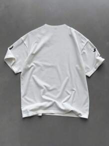 Manfinity Streetrush Men's Letter Print Round Neck Casual Short Sleeve T-Shirt T Shirts Graphic Graphic Tee