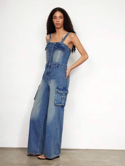 Maija Women's Blue Denim Jumpsuit Workwear Denim Vintage Denim Classic Denim Overalls