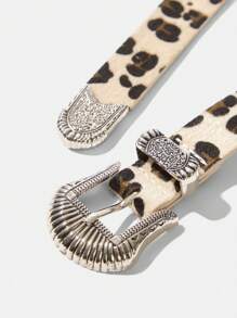 Maija Cinturón de cintura con estampado de leopardo y diseño retro para mujer - Beis - Ver 4