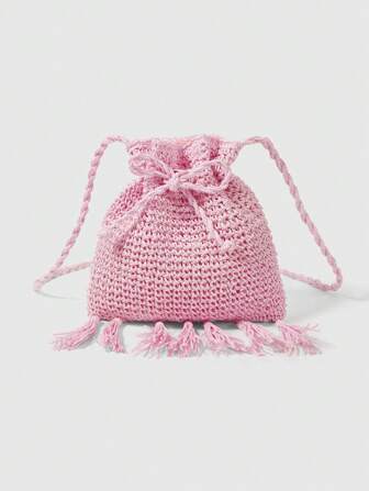 Kawaii Bolso de hombro/cruzado de moda versátil y minimalista casual con decoración de flecos para mujer
