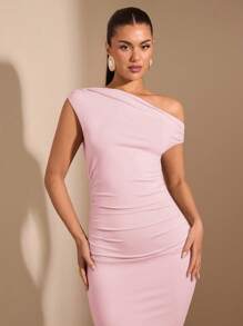 SHEIN BAE Spring/Summer Asymmetrical Hem Long Fishtail Dress, Elegant Layered Outfits For Casual Date, Going Out, Party, Club